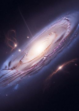 Der Kern einer Galaxie, umgeben von Nebeln und Sternen von rozan arkaannuyaafi