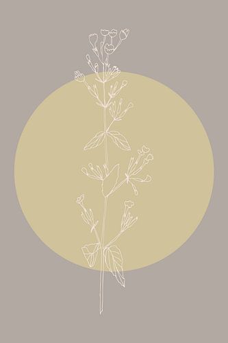 Japandi. Boho botanische bloem in goud en taupe nr. 2