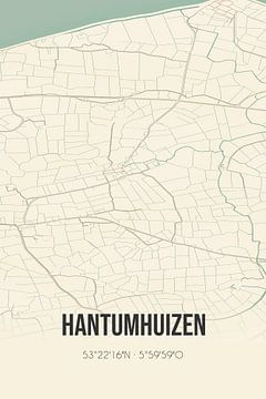 Vintage landkaart van Hantumhuizen (Fryslan) van Rezona