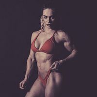 Female Fitness and Bodybuild model in red bikini 14