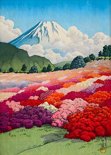Der Fuji von einem Azaleengarten aus
