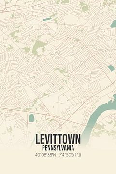 Vintage landkaart van Levittown (Pennsylvania), USA. van MijnStadsPoster