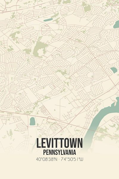 Vintage map of Levittown (Pennsylvania), USA. by Prints of Place