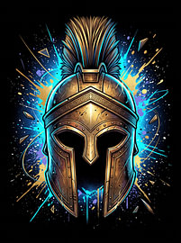 Ancient Spartan Warrior Helmet Greek Hoplite Warrior Spirit Dynamic Graphic Illustration by The Deeper Way