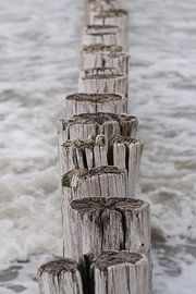 Wellenbrecher im Meer (Cadzand, zeeland) von Marjolijn van den Berg