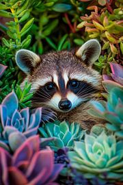 Raton laveur dans le jardin sur Poster Art Shop