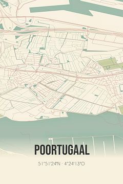 Carte ancienne de Poortugaal (Hollande méridionale) sur Rezona