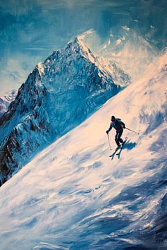 Skiërs in de Alpen van Poster Art Shop