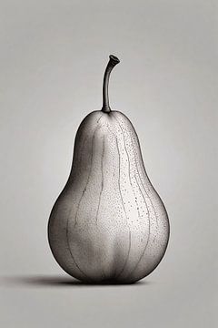 Poire minimaliste en noir et blanc sur De Muurdecoratie