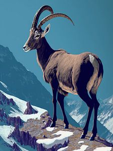 Steinbock Alpen Gebirge Felsen Schnee majestätisch Berg
