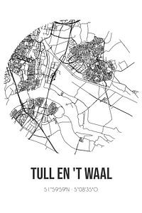 Tull en 't Waal (Utrecht) | Landkaart | Zwart-wit van Rezona