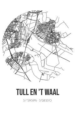 Tull en 't Waal (Utrecht) | Carte | Noir et blanc sur Rezona