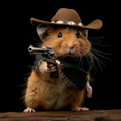 Cowboy-Hamster mit Revolver