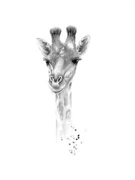 Giraffe in zwart wit van Atelier DT