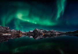 Lofoten Aurora Reflection by Javier de la Torre