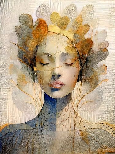 Modern portret van een dromerige vrouw