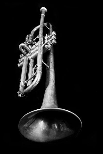 Old Vintage Jazz Brass Trumpet Music Lover Black White par Andreea Eva Herczegh