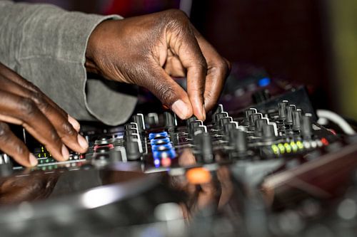 DJ desk in the disco at a party