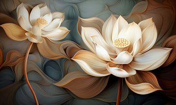 Lotus Flowers Abstract by Jacky