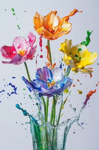Explosion de fleurs colorées