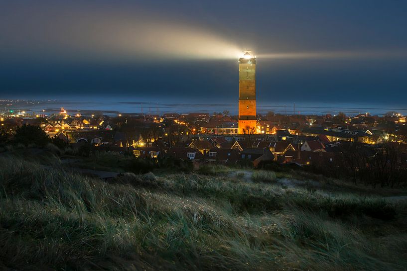 the Lighthouse of Terschelling by night by Gerard Wielenga