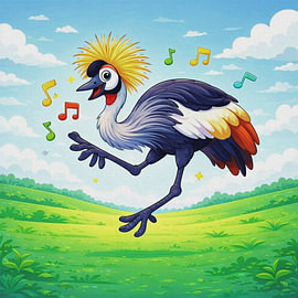 De dansende kroonkraanvogel . van Jose Lok