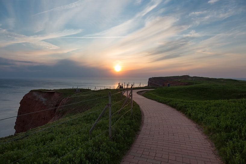 Sunset over the red cliffs of Helgoland by Sabine Wagner