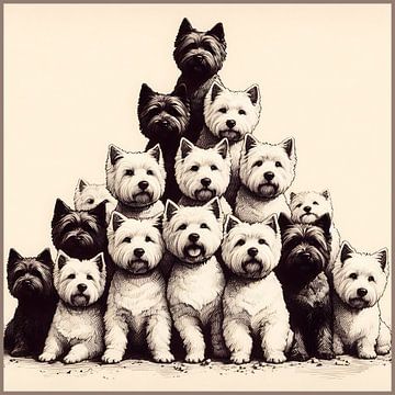 Piramide van Westie honden van Hey Art!