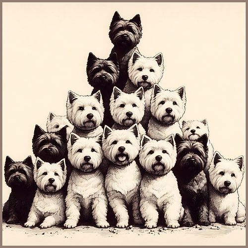 Pyramide de chiens Westie sur Hey Art!