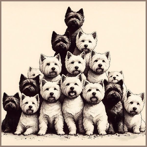 Piramide van Westie honden van Hey Art!