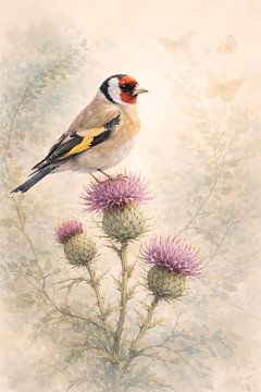 Distel en distelvink - botanische vogelstudies van Skarvaan by Benedict Gertz