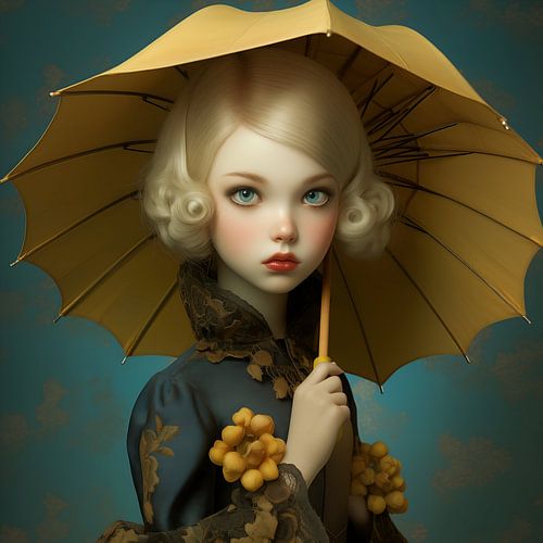 Young lady under the umbrella
