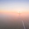 Poldermolen de Koningslaagte in de Mist van Droninger