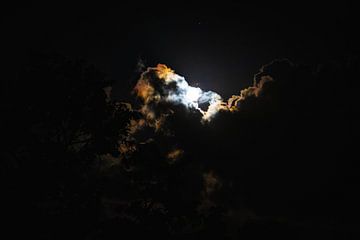 Volle maan achter de wolken