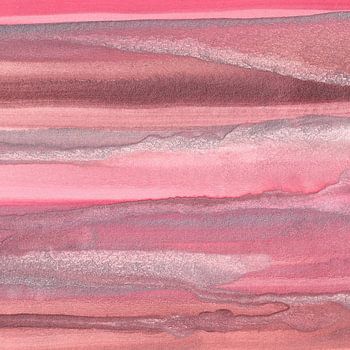 Abstrakte Aquarellmalerei in metallischen Rosatönen