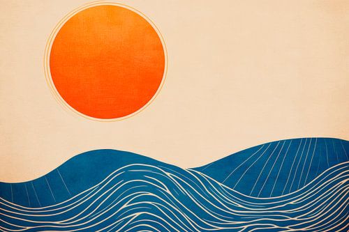 Des vagues ensoleillées d'un bleu harmonieux