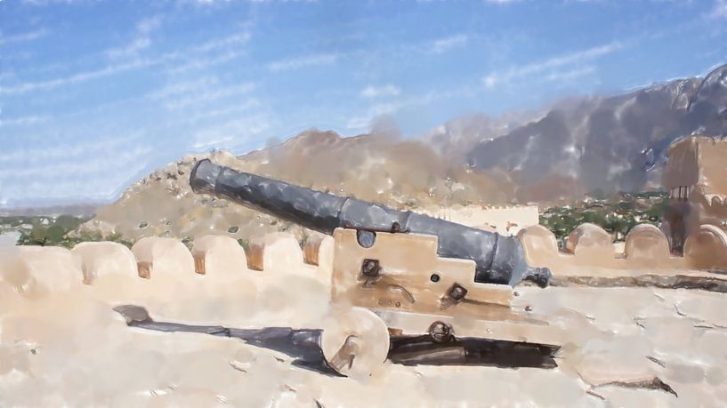 Kanone im Fort im Oman von Frank Heinz
