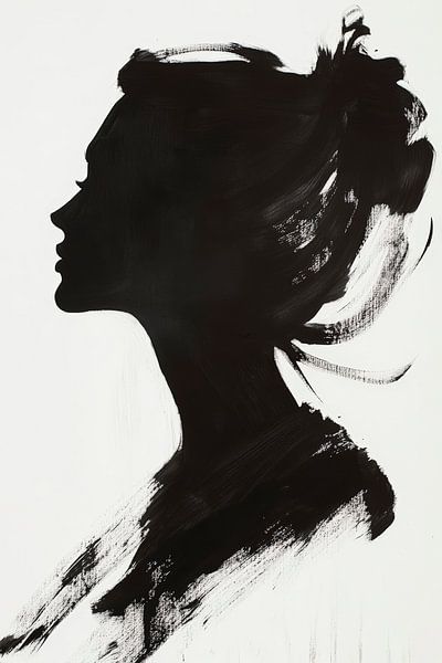 Black silhouette - Elegant brushstroke by Poster Art Shop