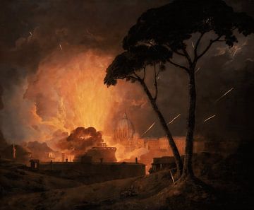 De jaarlijkse Girandola in het Castel SantAngelo Rome - Joseph Wright of Derby