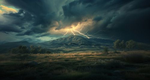 Thunderstorm in autumn idyll