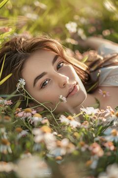 Beauté en fleurs dans l'herbe sur Poster Art Shop