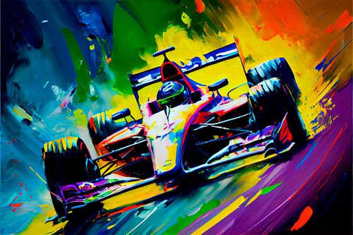 Impressionist painting with racing car. Part 2