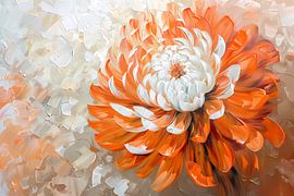 Abstrakte Malerei von orange und weiße Blume von Art & Soul Creations