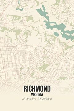 Alte Karte von Richmond (Virginia), USA. von Rezona