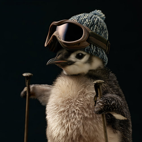 Un pingouin skieur