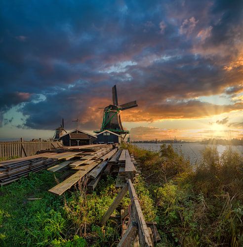 Houtzaagmolen Het Jonge Schaap, Zaandam, Zaanstreek, Noord-Holland, Nederland van Rene van der Meer