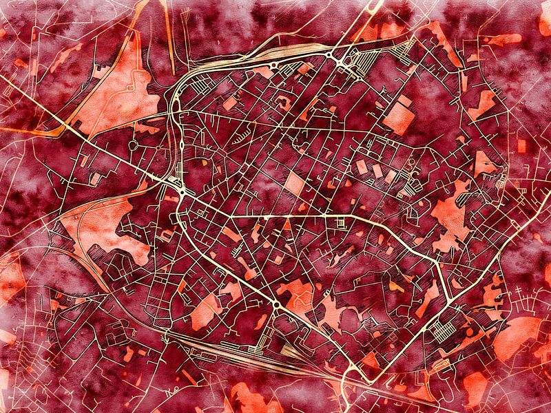 Kaart van La Louvière in de stijl 'Amber Autumn' van Maporia