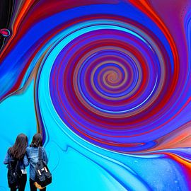 Els and Babs at brown, red and blue by didier de borle