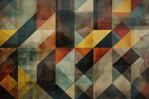 Gestructureerde geometrie - Moderne abstractie in warme tinten