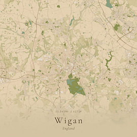 Historische Landkarte von Wigan, Vereinigtes Königreich von Ortsdrucke